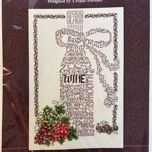 LET’s DO WINE designed by Ursula Michael, Counted Cross Stitch, 7.5”x11.5”